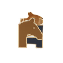 Load image into Gallery viewer, HERMES ScarfRing H Cheval Navy/Camel Metal