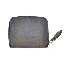 Load image into Gallery viewer, Berluti Calligraphy Amethyste Patina Round Zip Coin Purse Gray/Purple Leather