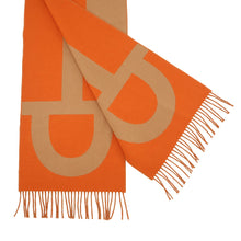 Load image into Gallery viewer, HERMES Scarf Grand Mall Orange/Brown Cashmere100%