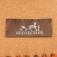 Load image into Gallery viewer, HERMES Scarf Grand Mall Orange/Brown Cashmere100%