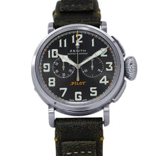 将图像加载到图库查看器中,ZENITH Pilot Type 20 Chronograph Rescue W45mm Stainless Steel Leather Gray Dial03.2434.4069/20.I010