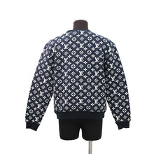 将图像加载到图库查看器中,LOUIS VUITTON Monogram all-over print knitted fabric Size S Navy/WhiteRM211Q Cotton78% Nylon18% Polyurethane4%