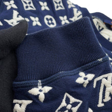 将图像加载到图库查看器中,LOUIS VUITTON Monogram all-over print knitted fabric Size S Navy/WhiteRM211Q Cotton78% Nylon18% Polyurethane4%