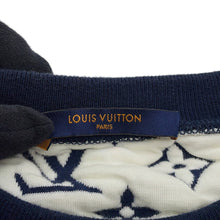 将图像加载到图库查看器中,LOUIS VUITTON Monogram all-over print knitted fabric Size S Navy/WhiteRM211Q Cotton78% Nylon18% Polyurethane4%
