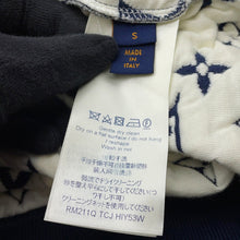 将图像加载到图库查看器中,LOUIS VUITTON Monogram all-over print knitted fabric Size S Navy/WhiteRM211Q Cotton78% Nylon18% Polyurethane4%