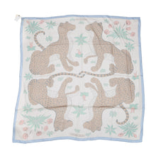 Load image into Gallery viewer, HERMES Carre Silk Muslin Leopard Size 140 Blue Lavender/Marron Clair/Menthol Silk100%