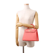 将图像加载到图库查看器中,HERMES Kelly Sellier Rose Lipstick Chevre Myzore Goatskin Size 25