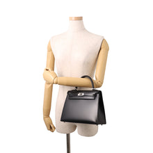 Load image into Gallery viewer, HERMES Kelly Sellier Black Box Calf Leather Size 25