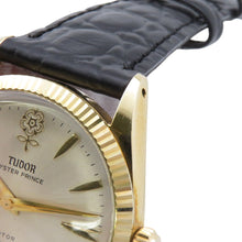 将图像加载到图库查看器中,TUDOR Oyster Prince W33mm Gold Plated Leather Silver Dial7963