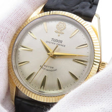 将图像加载到图库查看器中,TUDOR Oyster Prince W33mm Gold Plated Leather Silver Dial7963