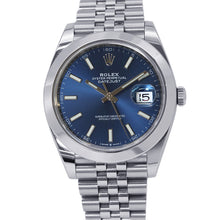 将图像加载到图库查看器中,ROLEX Datejust 41 W41mm Stainless Steel Bright Blue Dial126300