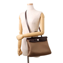 Load image into Gallery viewer, HERMES Bag Herbag Zip Tourne Etoupe/Ebene Toile Officier Vache Hunter Leather Size 31