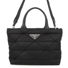 Load image into Gallery viewer, PRADA Padded Re-Nylon Tote Bag Black1BG436_RDJN_F0002_V_OOO Nylon Nappa Leather Size Medium
