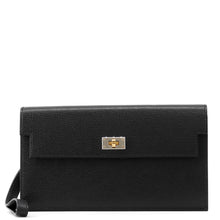 Load image into Gallery viewer, HERMES kelly pocket long Black Chevre Shamqila