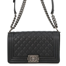 Load image into Gallery viewer, CHANEL Boy Chanel Matelasse ChainShoulder Bag BlackA67086 Caviar Leather Size 25