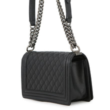 Load image into Gallery viewer, CHANEL Boy Chanel Matelasse ChainShoulder Bag BlackA67086 Caviar Leather Size 25
