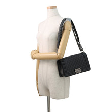 Load image into Gallery viewer, CHANEL Boy Chanel Matelasse ChainShoulder Bag BlackA67086 Caviar Leather Size 25