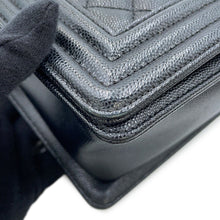 Load image into Gallery viewer, CHANEL Boy Chanel Matelasse ChainShoulder Bag BlackA67086 Caviar Leather Size 25
