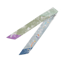 将图像加载到图库查看器中,HERMES Twilly "From the Shadows of the Boulevard" Mauve / Green / White Silk100%