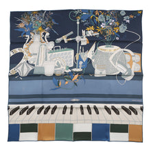 Load image into Gallery viewer, HERMES Carre EN STUDIO Blue Nuit/Blanc/Vert Silk100% Size 70