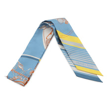 Load image into Gallery viewer, HERMES Twilly Ex-Libris Bleu Moyan/Jaune Viff/Orange Silk100%