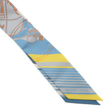 Load image into Gallery viewer, HERMES Twilly Ex-Libris Bleu Moyan/Jaune Viff/Orange Silk100%