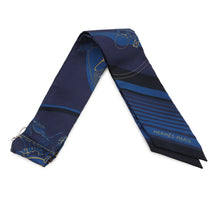 Load image into Gallery viewer, HERMES Twilly Ex-Libris Blue Indigo/Black/Beige Silk100%