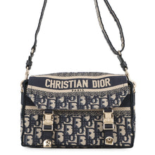 Load image into Gallery viewer, Dior Diorcamp Oblique Embroidery Shoulder Bag Navy/BeigeM1241ORIW_M928 Canvas Size Small