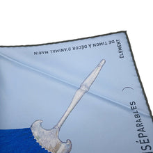 将图像加载到图库查看器中,HERMES Carre Nous Sommes Inseparables Size 90 Blue Ciel/Marine Silk100%