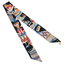 Load image into Gallery viewer, HERMES TwillyBag Charm - La Patisserie Francais 20th Anniversary Edition Black/Blanc/Blue Silk100%