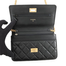 Load image into Gallery viewer, CHANEL 2.55 Icon Chain Wallet BlackA80834 Vintage Calf Leather