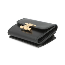 Load image into Gallery viewer, CELINE Triomphe Compact Wallet with Coin Compartment Black10I653DPV.38NO Shiny Calf Leather
