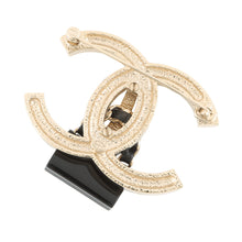 将图像加载到图库查看器中,CHANEL CC Logo Bag Motif Brooch Gold/Black Gold Plated Leather Rhinestone