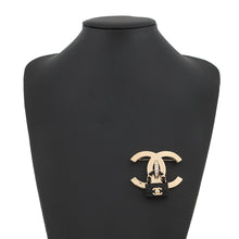 Load image into Gallery viewer, CHANEL CC Logo Bag Motif Brooch Gold/Black Gold Plated Leather Rhinestone