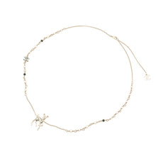 Load image into Gallery viewer, CHANEL CC Logo Bambi Motif Long Necklace Gold Plated Rhinestone Faux Pearl