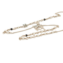 Load image into Gallery viewer, CHANEL CC Logo Bambi Motif Long Necklace Gold Plated Rhinestone Faux Pearl