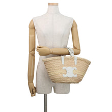 Load image into Gallery viewer, CELINE Teen Classic Panier Triomphe Basket Bag Beige/White113832CGG.01BC Raffia Leather