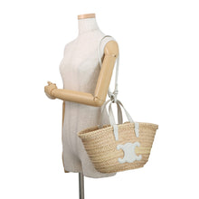 Load image into Gallery viewer, CELINE Teen Classic Panier Triomphe Basket Bag Beige/White113832CGG.01BC Raffia Leather
