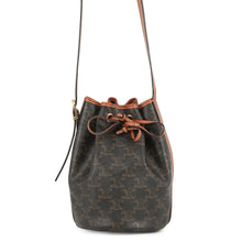 Load image into Gallery viewer, CELINE Triomphe Small Drawstring Shoulder Bag Tan191142BZJ PVC Leather