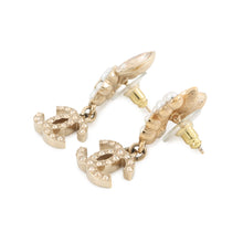 Load image into Gallery viewer, CHANEL CC Logo Bijoux Earrings Metal Bijoux Rhinestone Faux Pearl