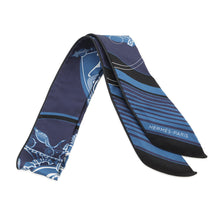 Load image into Gallery viewer, HERMES Twilly EX-LIBRIS Black / Marine / White Silk100% Leather