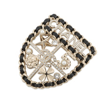 将图像加载到图库查看器中,CHANEL Emblem Icon Brooch Silver/BlackAB4702 Metal Lambskin Faux Pearl Rhinestone