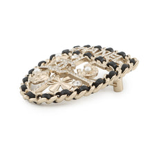 将图像加载到图库查看器中,CHANEL Emblem Icon Brooch Silver/BlackAB4702 Metal Lambskin Faux Pearl Rhinestone