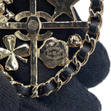 将图像加载到图库查看器中,CHANEL Emblem Icon Brooch Silver/BlackAB4702 Metal Lambskin Faux Pearl Rhinestone