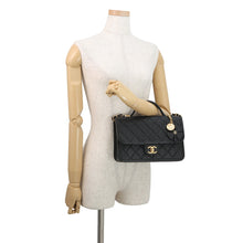 Load image into Gallery viewer, CHANEL Matelasse Top Handle Chain Shoulder Bag BlackAS3653 Caviar Leather Size Small