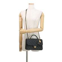 Load image into Gallery viewer, CHANEL Matelasse Top Handle Chain Shoulder Bag BlackAS3653 Caviar Leather Size Small