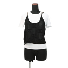 将图像加载到图库查看器中,CHANEL Camisole T-shirt Size M Black/WhiteP72150-K10356-NA934 Cotton100% Cashmere100% Rhinestone