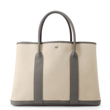 Load image into Gallery viewer, HERMES Garden Party Ecru/Gris Meyer Toile Military Negonda Leather Size PM