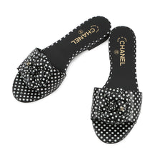 Load image into Gallery viewer, CHANEL Camellia Dot Mules Sandals Black/WhiteG45499 Lambskin Size 38