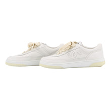 将图像加载到图库查看器中,CHANEL CC Logo Leather Sneakers WhiteG39978 Leather Size 38